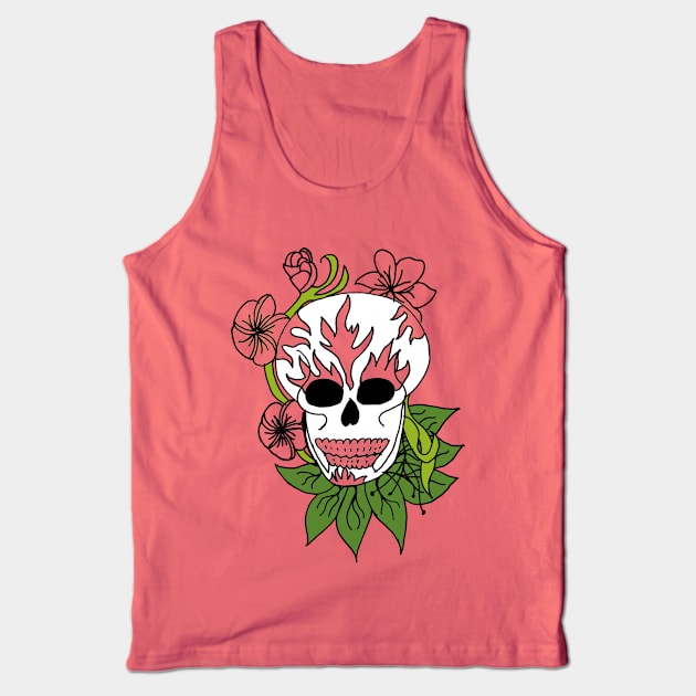 Sugar Skull - Green Tank Top by Unravel_Unwind